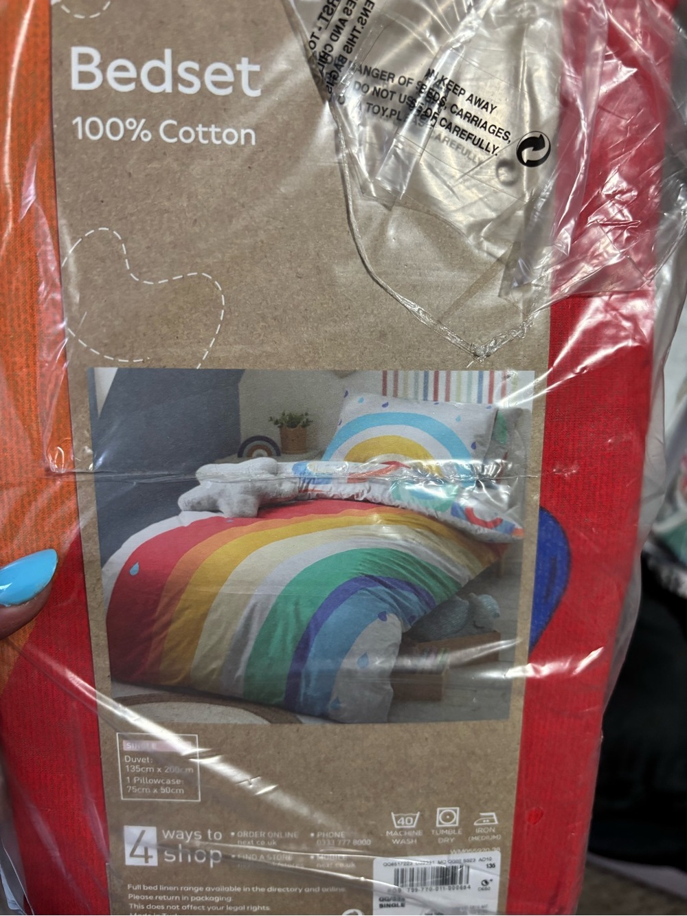 100% Cotton Rainbow Bedset - Red